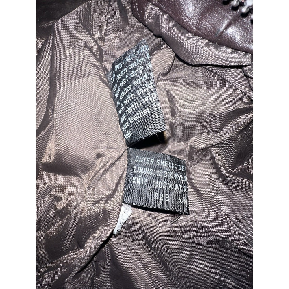 VTG Members Only Brown Bomber Leather Jacket With Patch B-17 379 Bomb Group - Picture 8 of 9